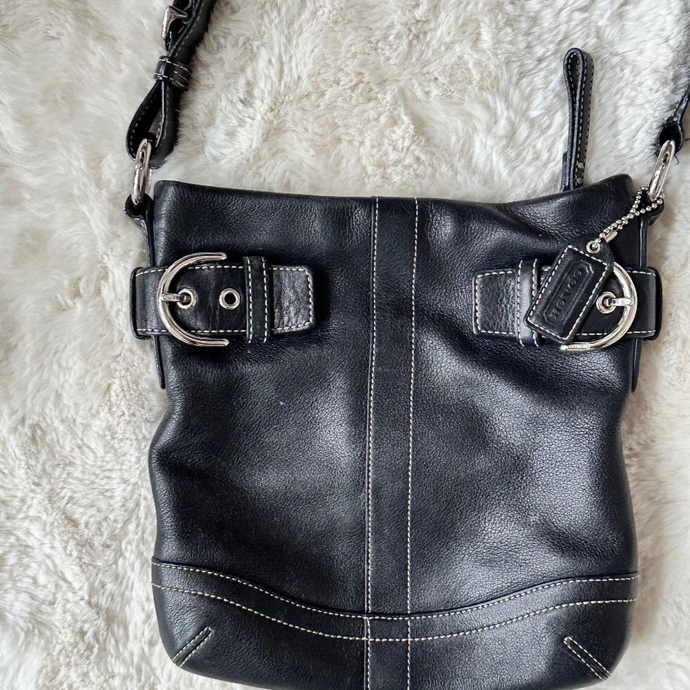 Vintage Coach Black Buckle Leather Purse Style1453-Shoulder Bag